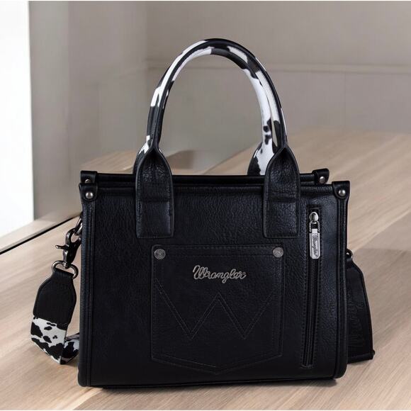 Wrangler Black Cow Print Tote/Crossbody *NEW in Package* - Picture 3 of 5